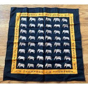 Vintage Jim Thompson Handkerchief Elephant Cotton Black